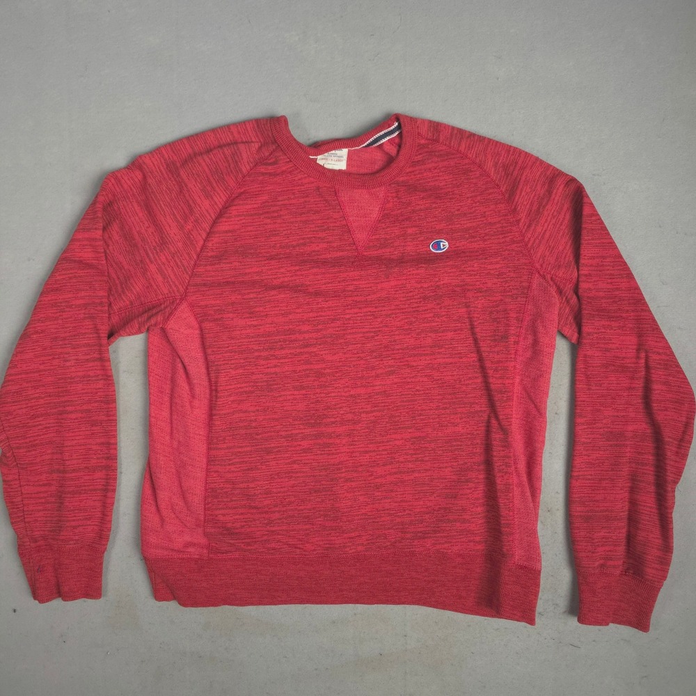 Champion Mens Red Space Dye Crewneck Sweatshirt XL Raglan Sleeve